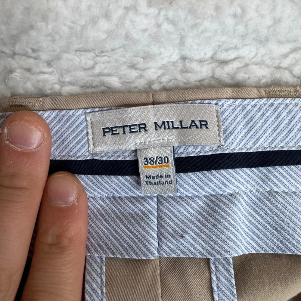 Peter Millar eb66 Classic Fit Pants Mens 38x30 (29) Tan Performance Golf Chino